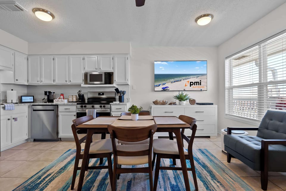 Dining area and kitchen connected for easy meals and snacks