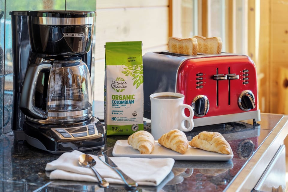 Start your day with fresh coffee and breakfast essentials before heading out to explore.