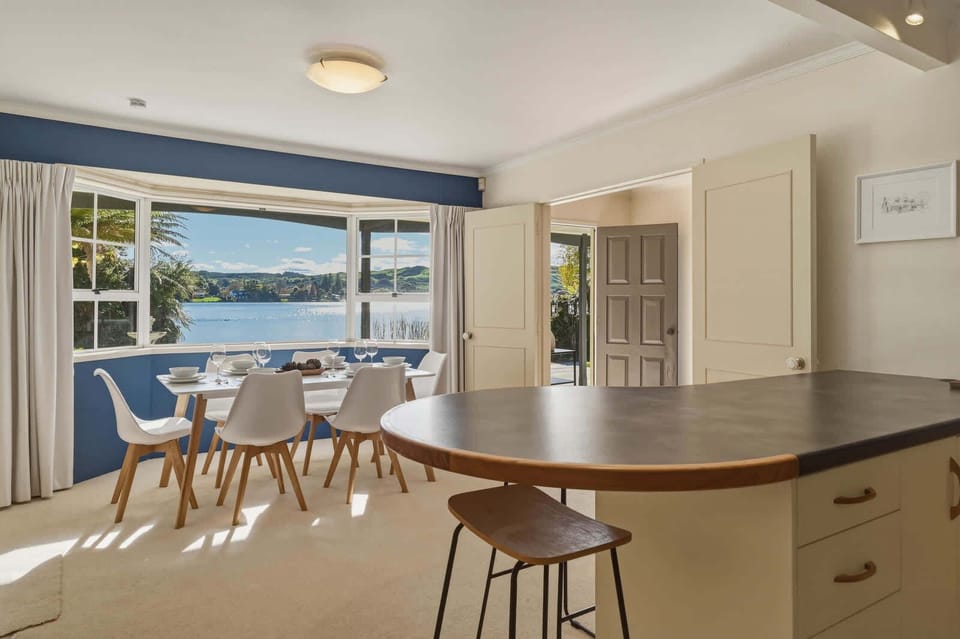 Bar seating with lake views