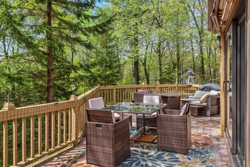 Wrap-around deck ideal for gathering and outdoor dining