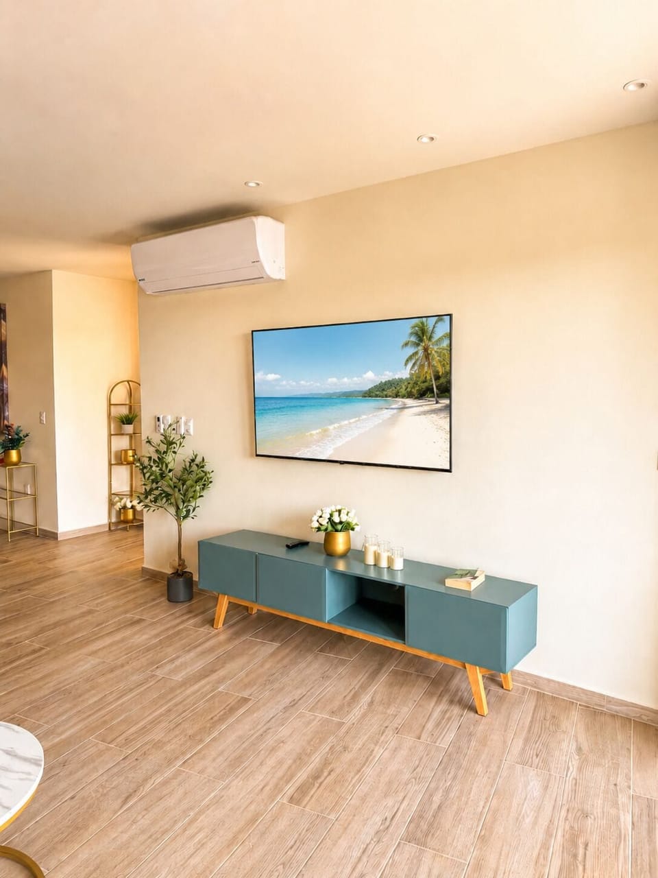 Superior Apartment | Living area | 65-inch LED TV with digital channels, Netflix, streaming services
