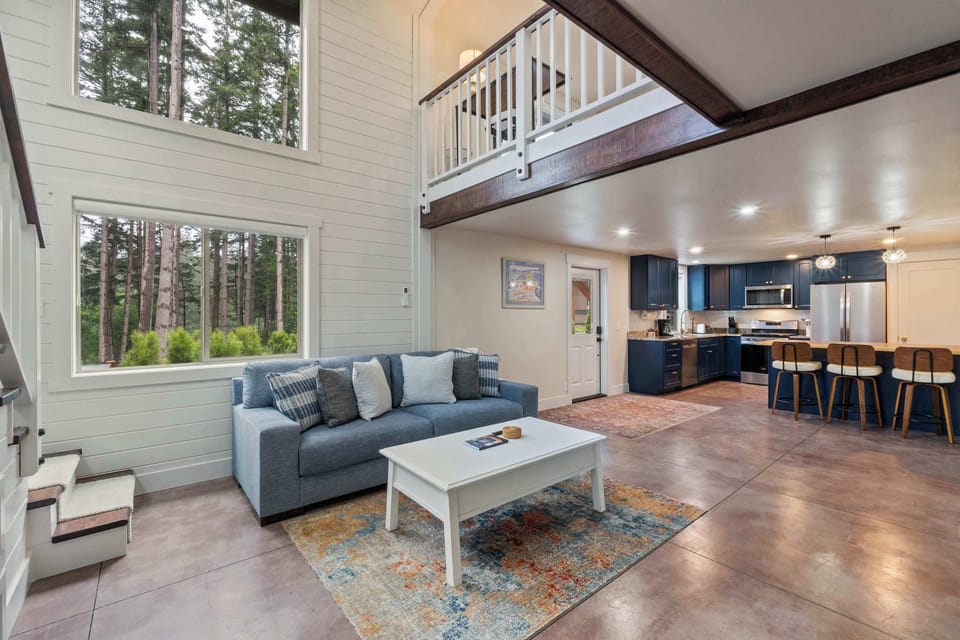 Sunlight pours through the windows, creating a warm and inviting space.