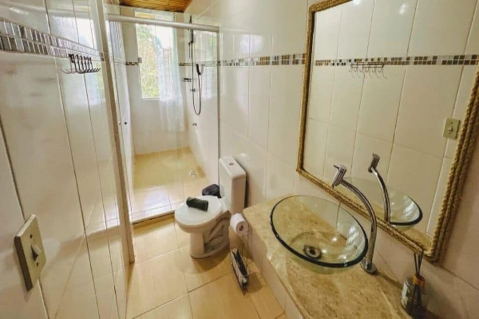 Superior Apartment, Garden View | Bathroom | Shower, hair dryer, towels, soap