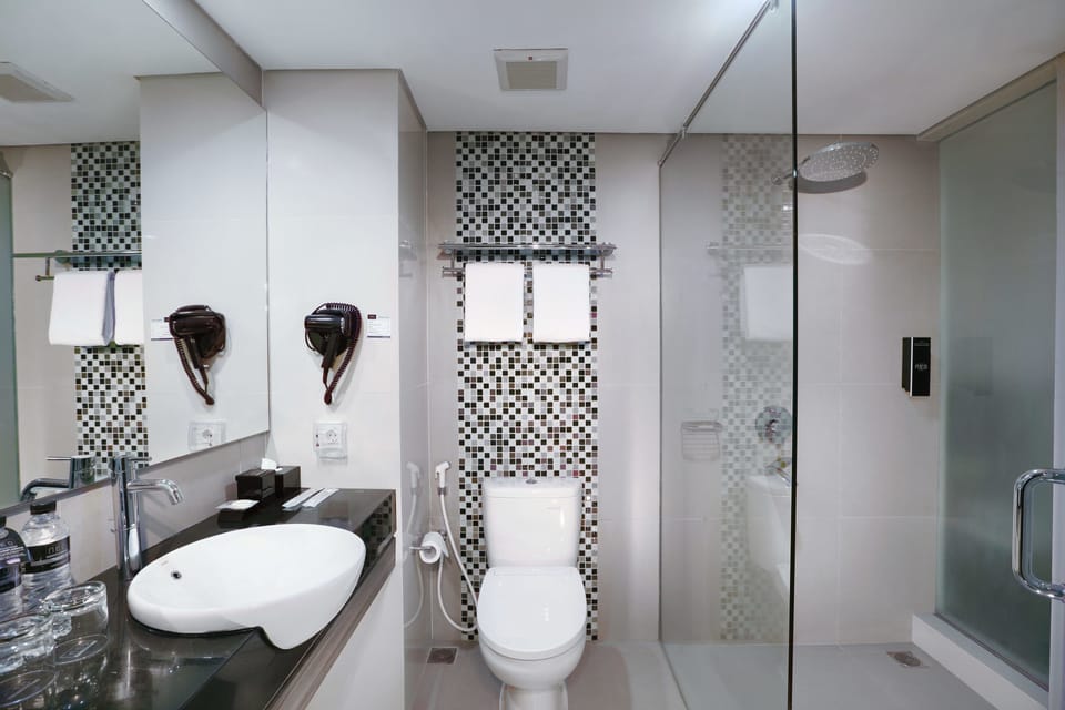 Deluxe Room | Bathroom | Shower, free toiletries, hair dryer, slippers