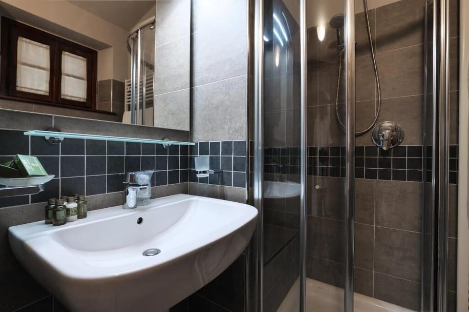 Comfort Double or Twin Room, Patio, Garden View | Bathroom | Shower, hair dryer, towels, soap