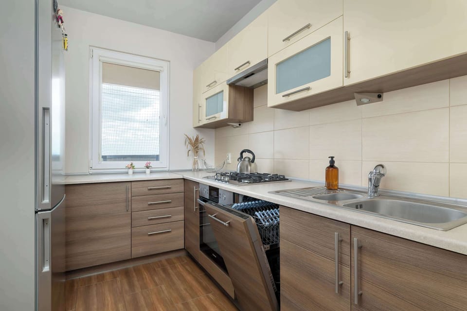 Bright kitchen with modern countertops and natural light