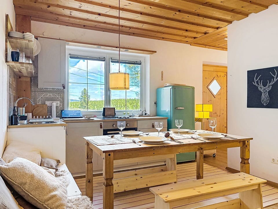 Furniture, Interior Design, Flooring, Floor, Wood, Ceiling, Chair, Table, Room, Kitchen