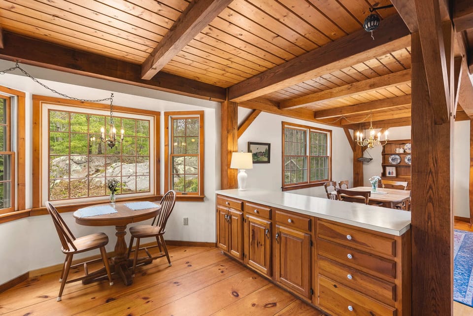 The kitchen is right next to the dining area.