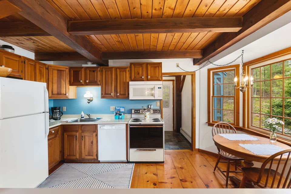 The fully equipped kitchen with modern appliances.