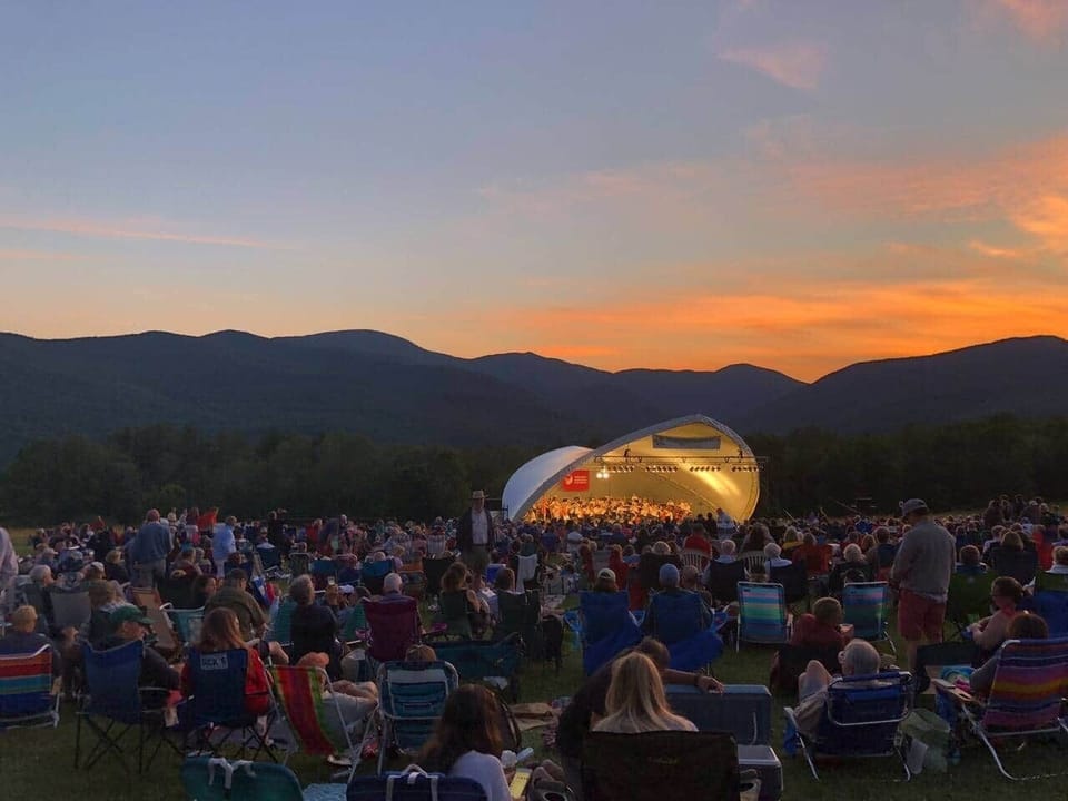 The Summer Concert Series at Trapp Family Lodge is a magical evening experience in the meadow overlooking the Green Mountains