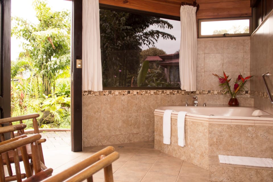 Eco-friendly toiletries, hair dryer, towels, soap
