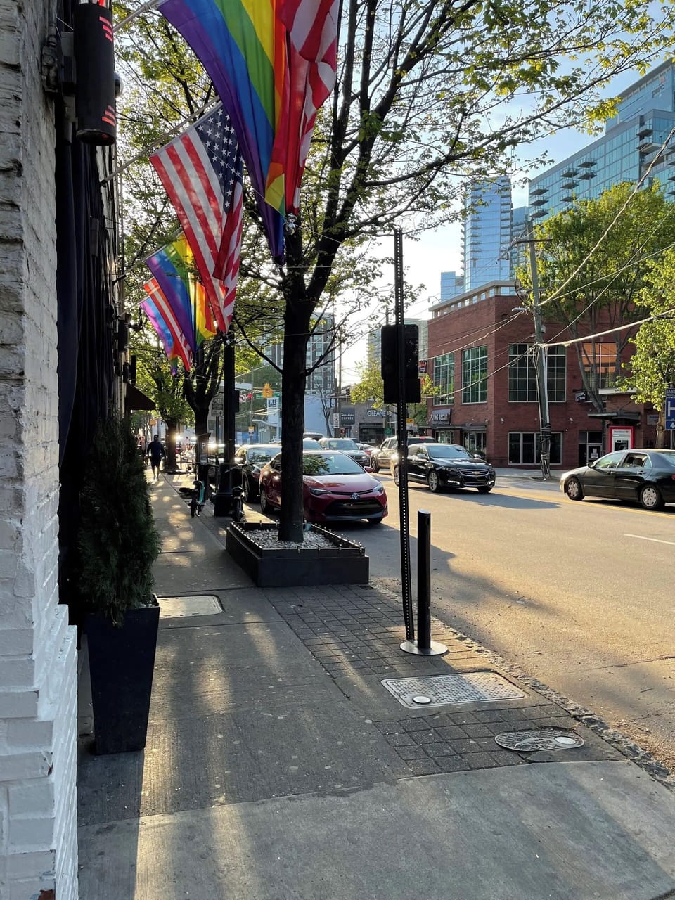Vibrant, walkable city street in the heart of a lively neighborhood