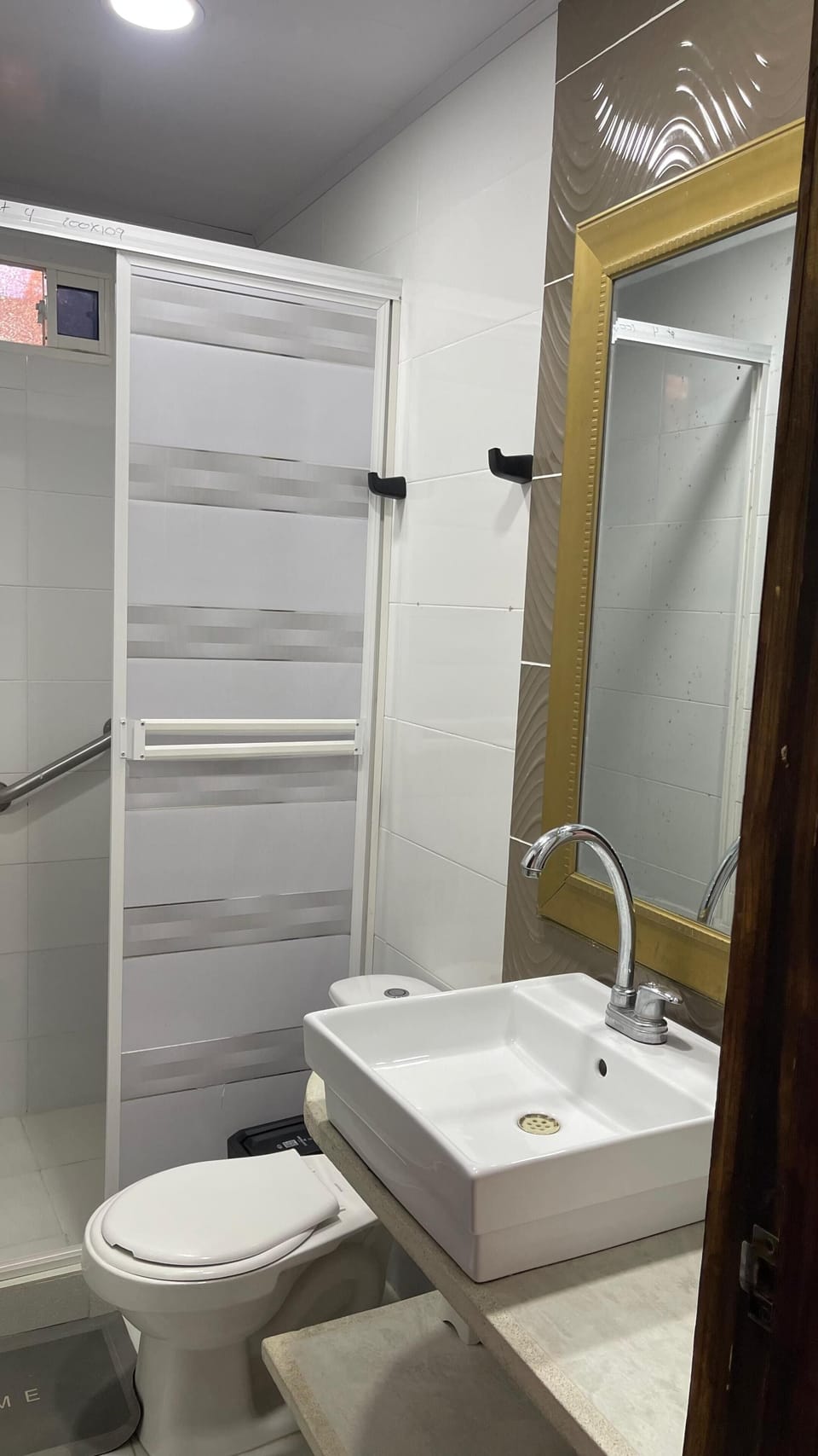 Shower, towels, soap, shampoo