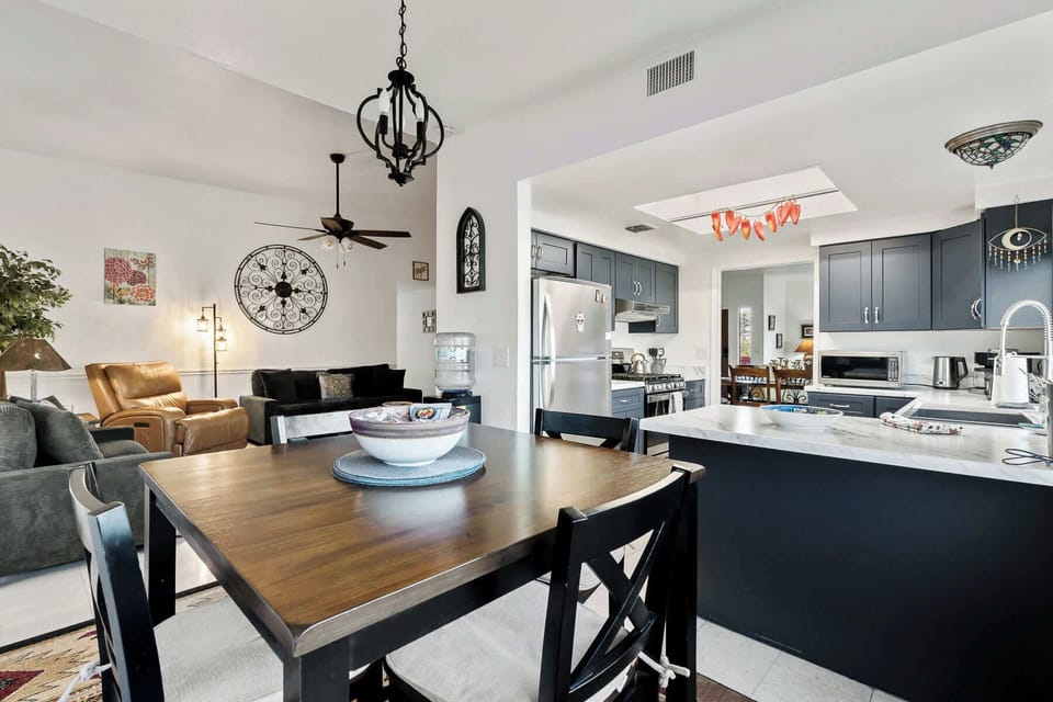 Another view of the dining space, conveniently located between the living room and kitchen.