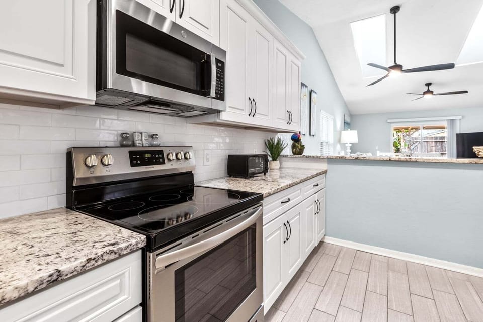 Fridge, microwave, oven, highchair