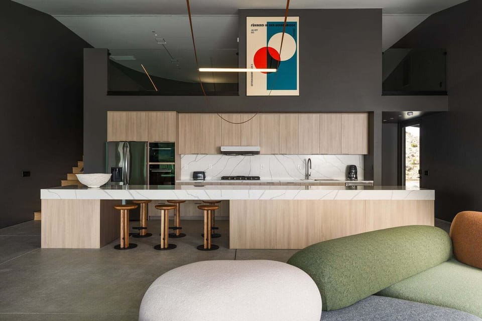 Open, full stocked gourmet kitchen.