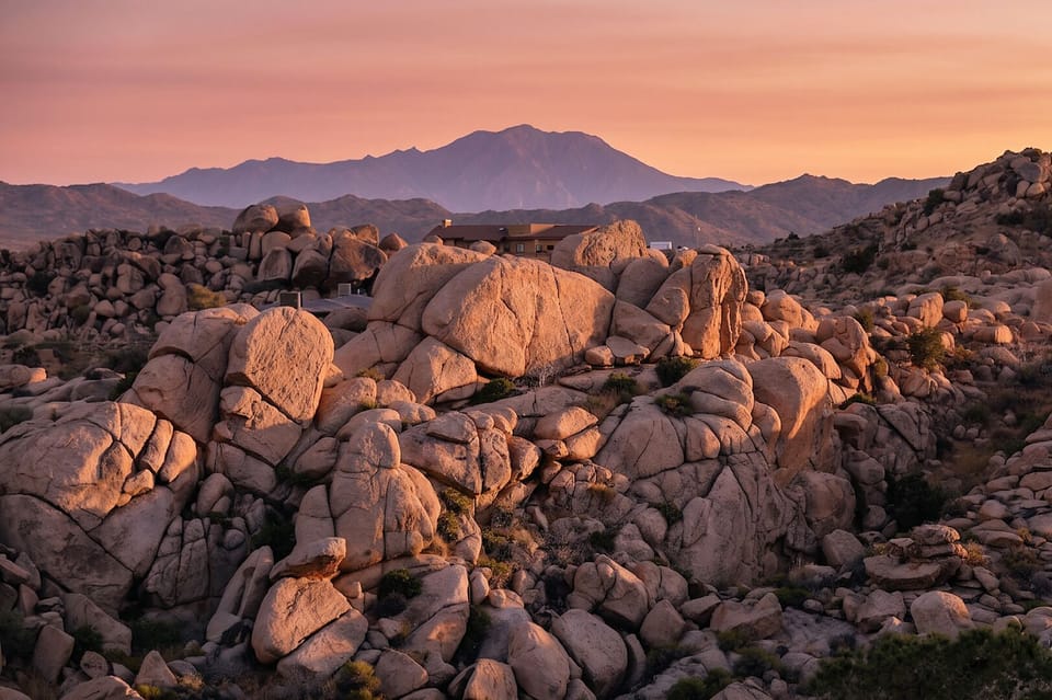 Surrounded by a boulder garden.