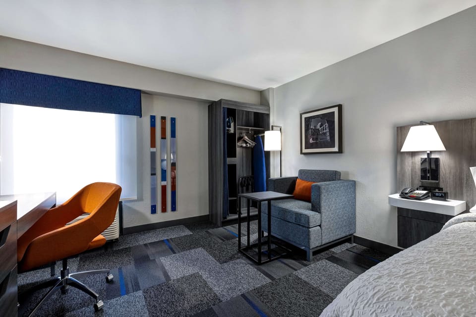 Desk, blackout drapes, iron/ironing board, free WiFi