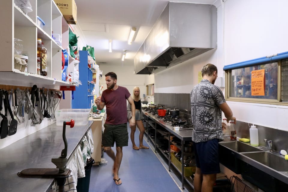Shared fridge, microwave, toaster, cookware/dishes/utensils