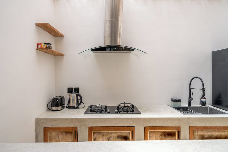 Luxury Villa, Pool View | Private kitchen | Electric kettle, toaster, eco-friendly cleaning products, paper towels