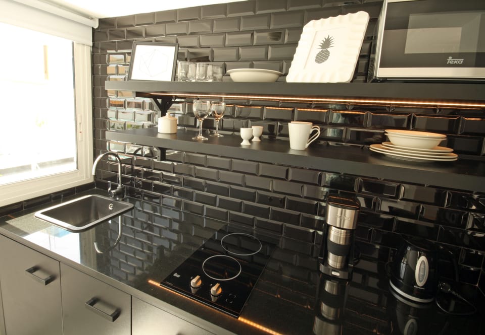 Fridge, microwave, stovetop, toaster