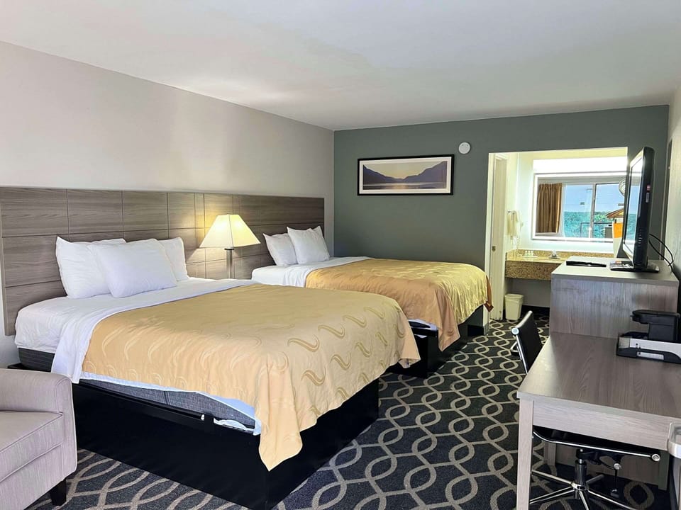 Room, 2 Queen Beds, Non Smoking | Desk, iron/ironing board, free WiFi, bed sheets