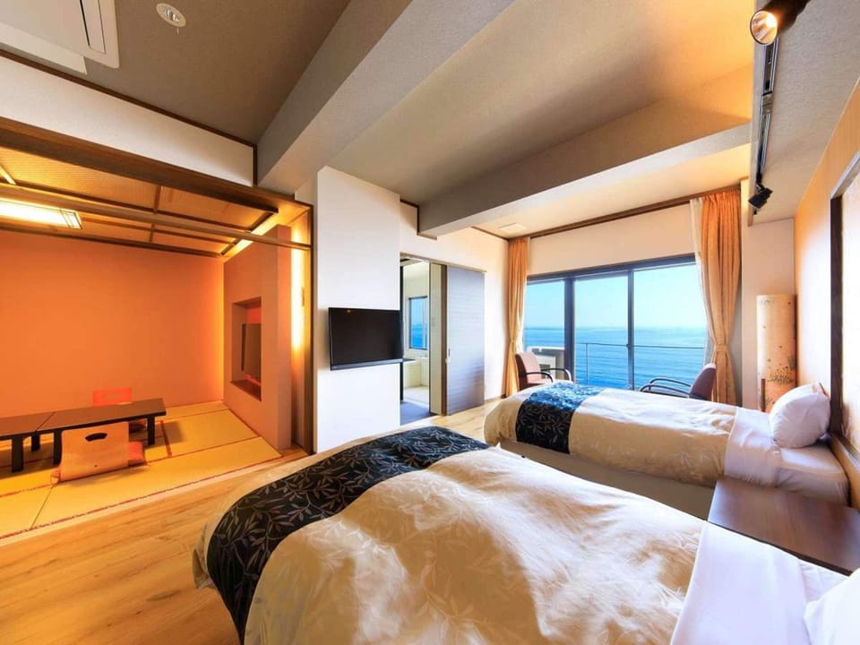 Deluxe Twin Room with Open-air Bath (Japanese-Western Style) | In-room safe, WiFi (free)
