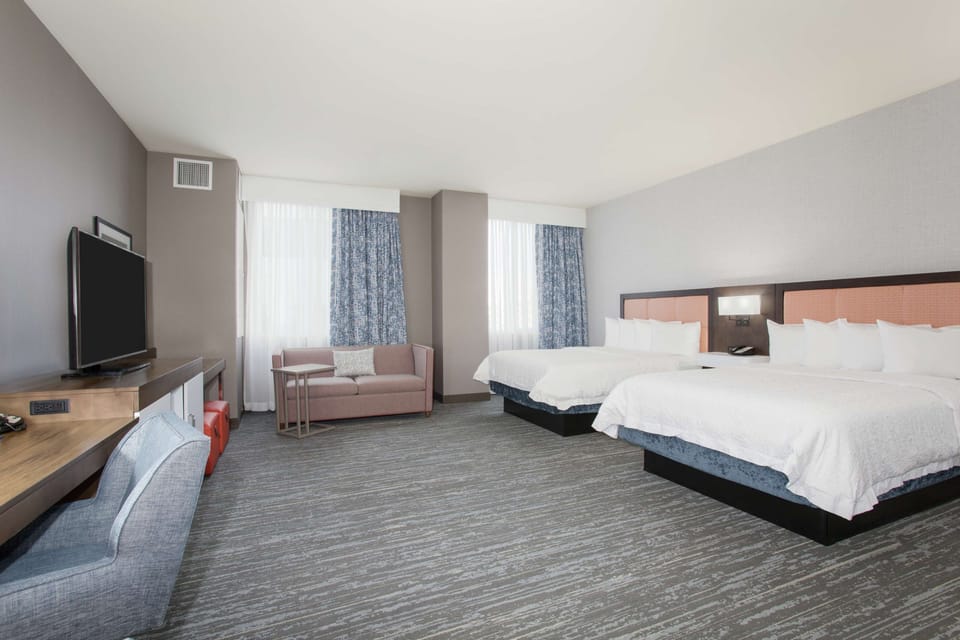 Two Queen Studio Suite | Pillowtop beds, desk, laptop workspace, blackout drapes