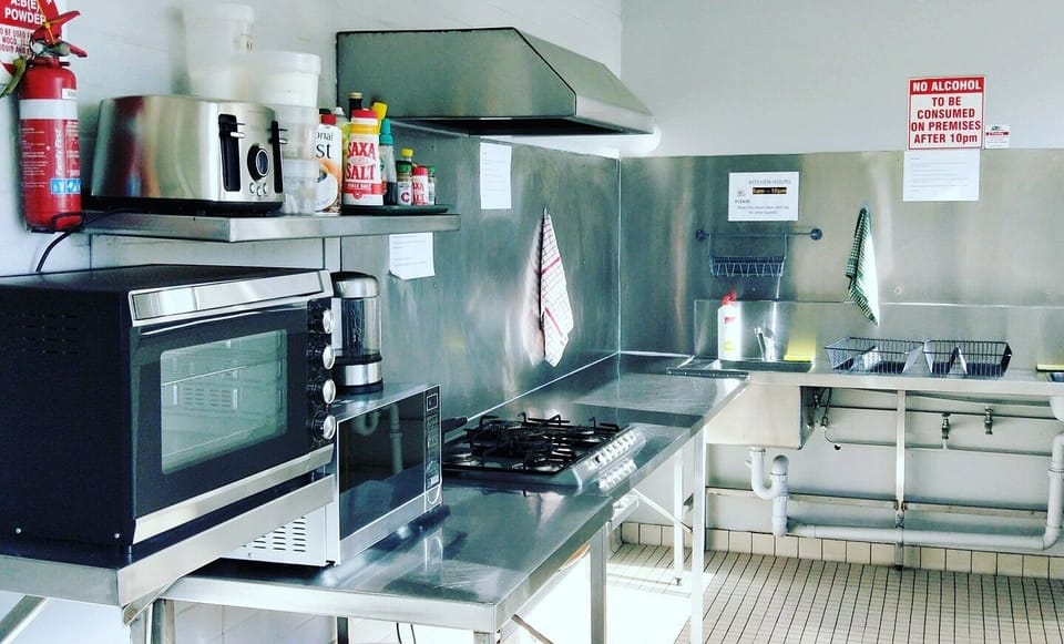 Microwave, stovetop, toaster, coffee grinder