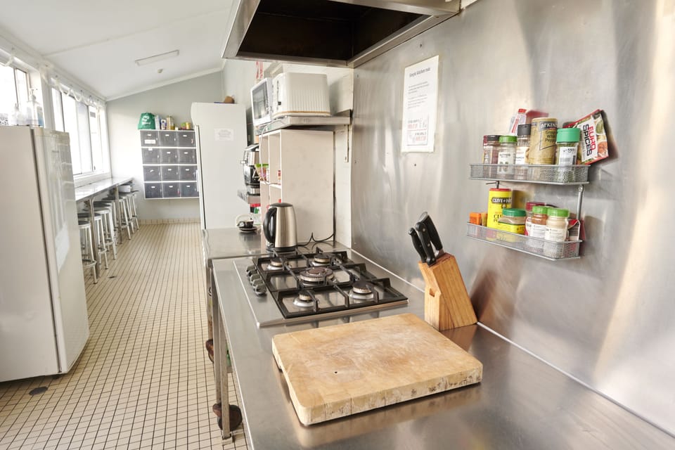 Microwave, stovetop, toaster, coffee grinder