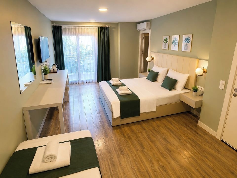 Family Quadruple Room, Mountain View | Egyptian cotton sheets, premium bedding, down comforters, desk