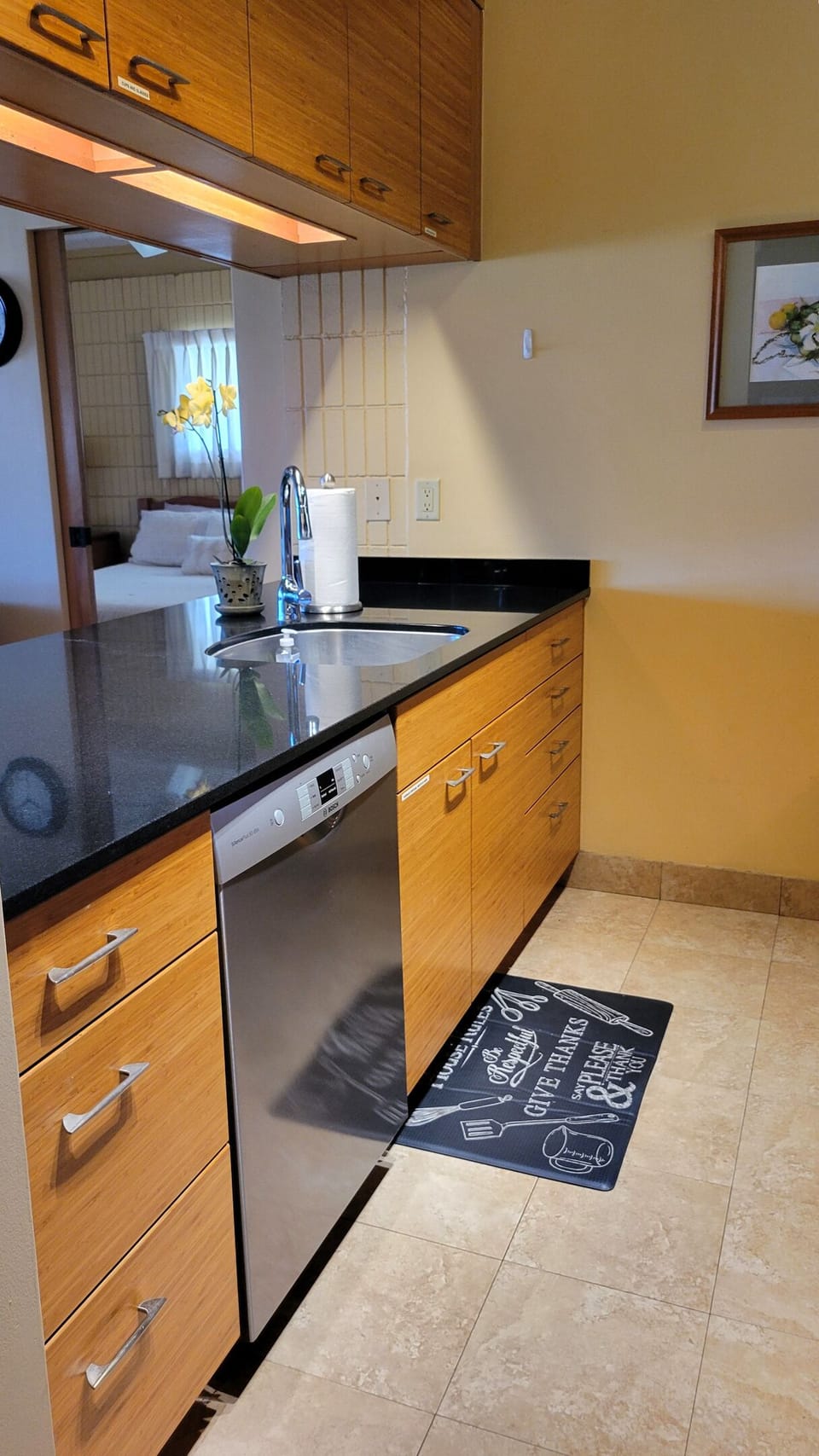 This kitchen has plenty of space for cooking and everything needed to cook family meals!