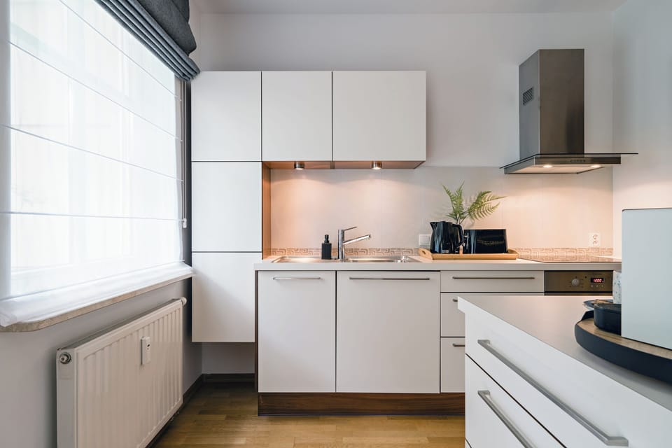 Family Apartment, 2 Bedrooms, Courtyard View | Private kitchen | Coffee/tea maker, electric kettle, toaster, highchair