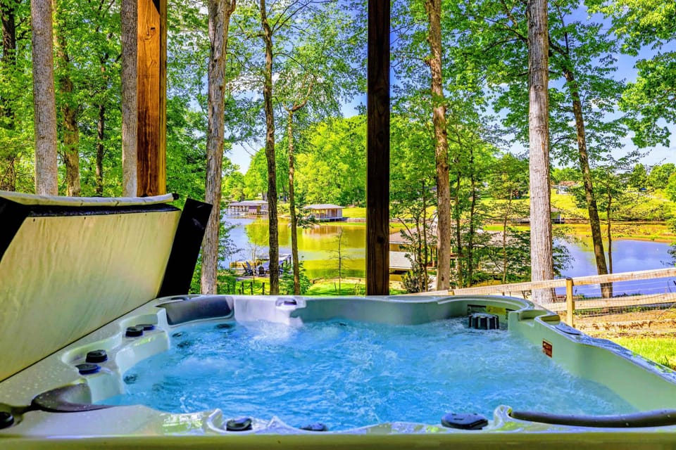 Hot Tub - Six-person hot tub on the covered lower patio with cove views.
