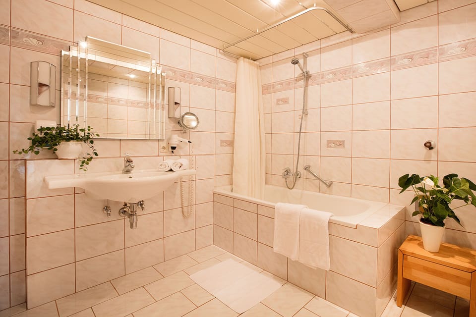 Double Room, Balcony, Mountain View | Bathroom | Shower, free toiletries, hair dryer, bathrobes