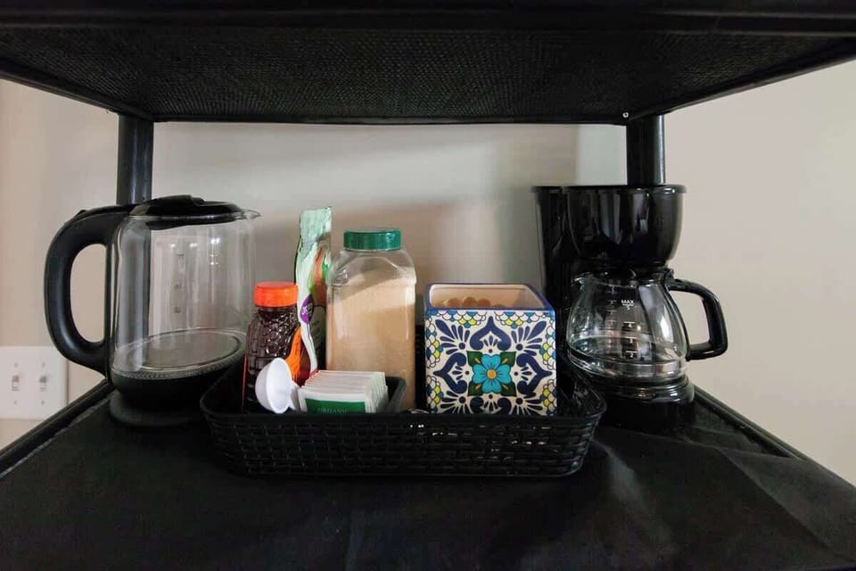 Complementary coffee, tea, and all the condiments that can start your morning off right