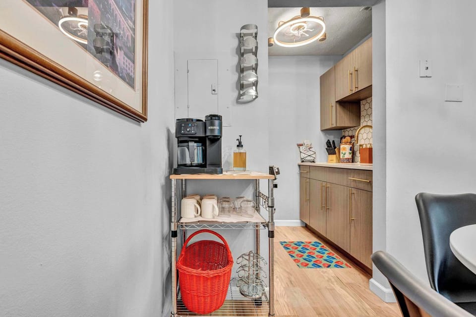 Kitchen nook w/ coffee station, perfect for your morning brew.