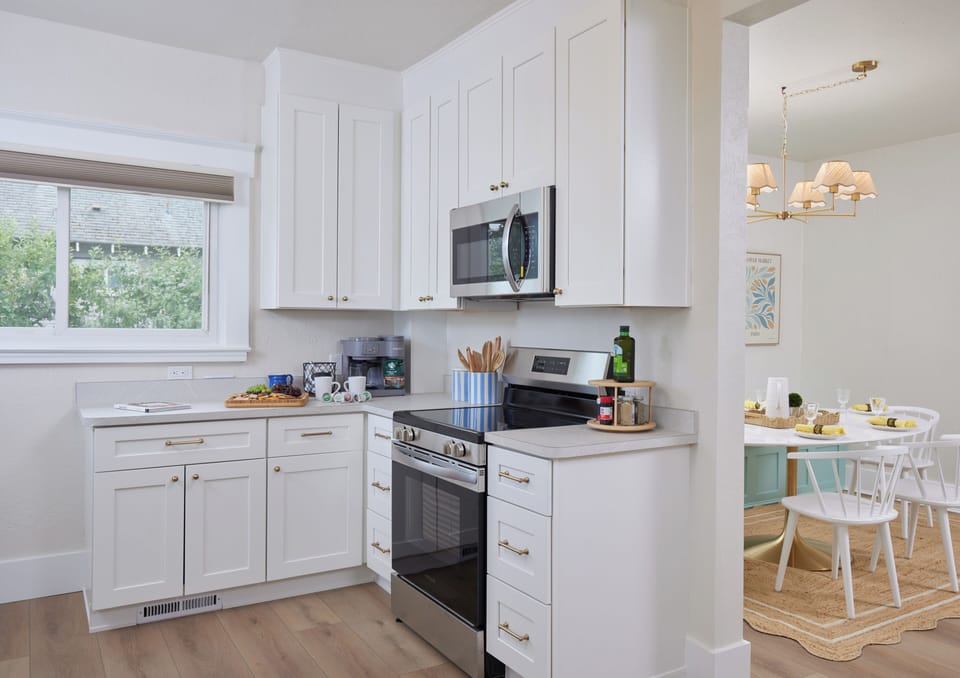 Bright kitchen workspace with everything within easy reach.
