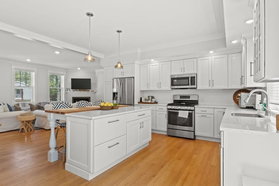 Kitchen and island