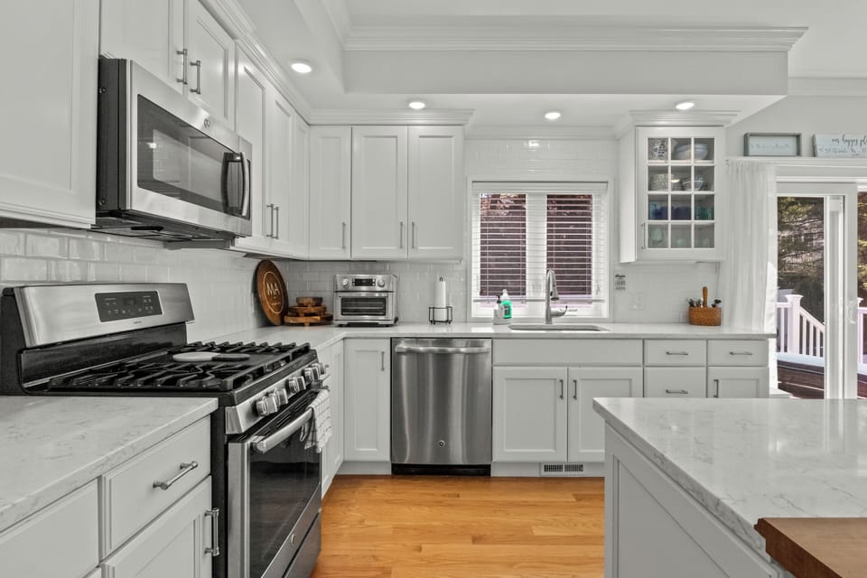 Kitchen and island