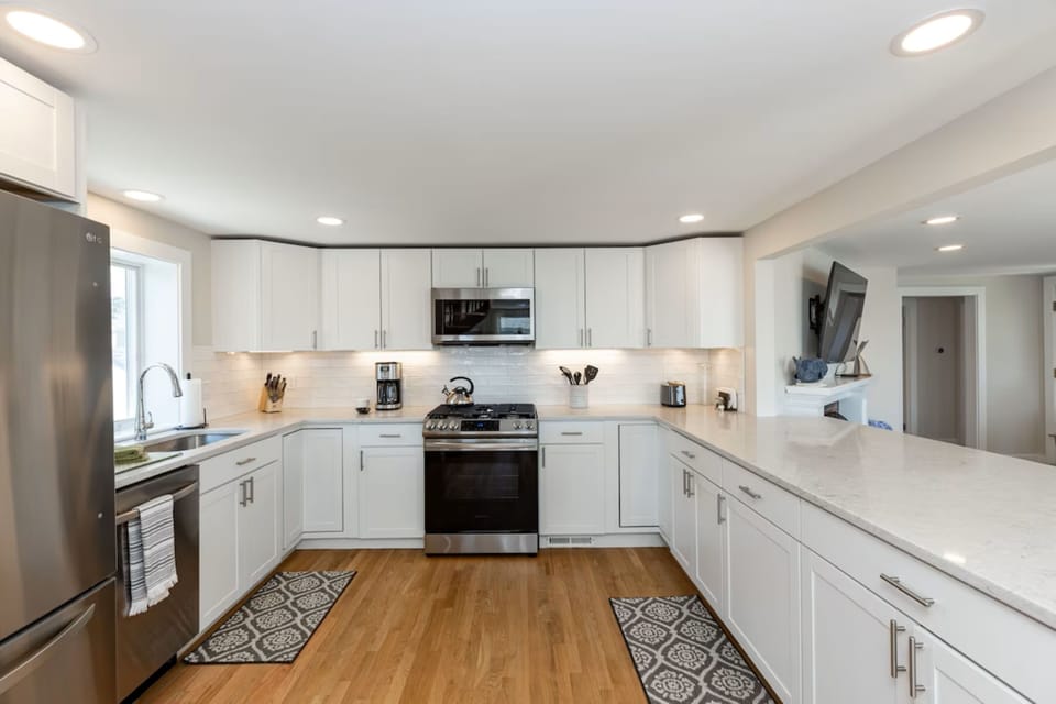 Kitchen and island