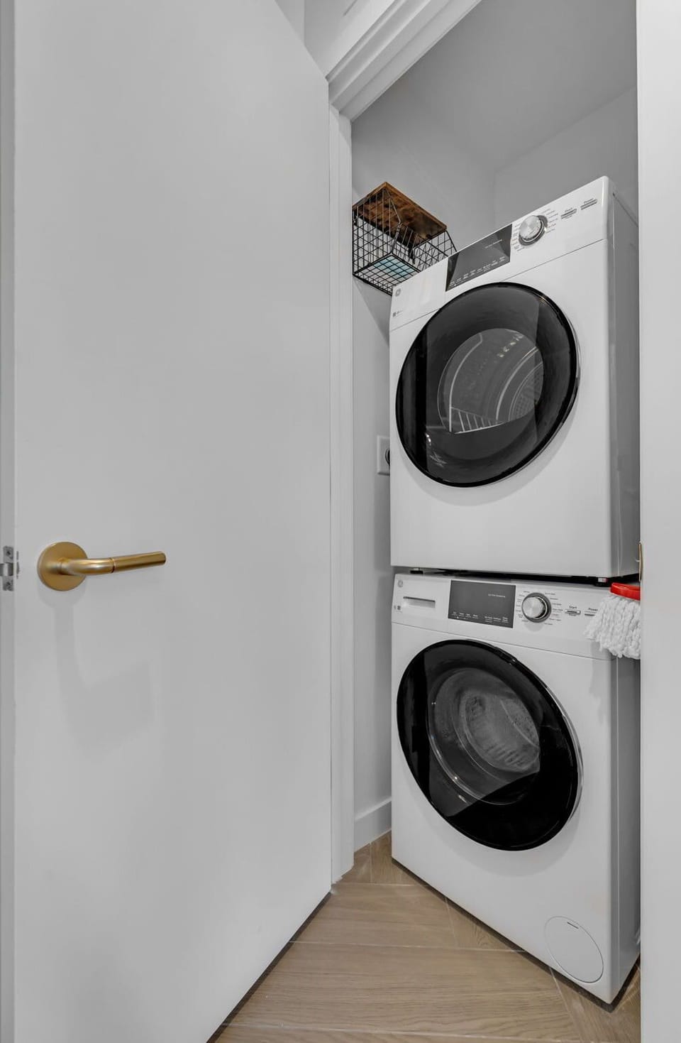 In-unit stacked washer and dryer — no laundromat trips during your stay, everything you need right at home