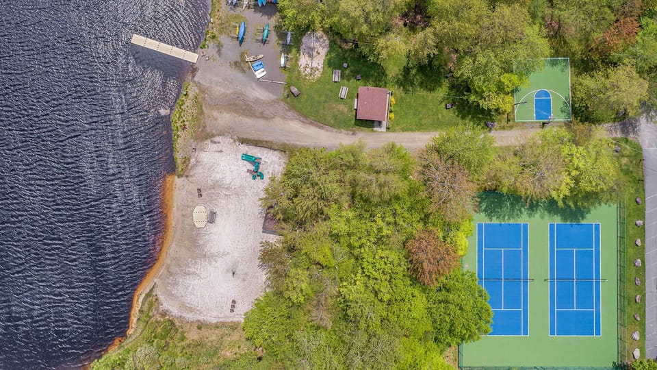 One of three beachy lakes, basketball and tennis courts