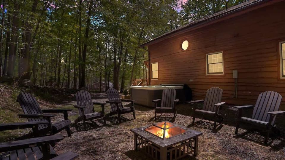 Outdoor Fire Pit Seating Area Under the Trees
