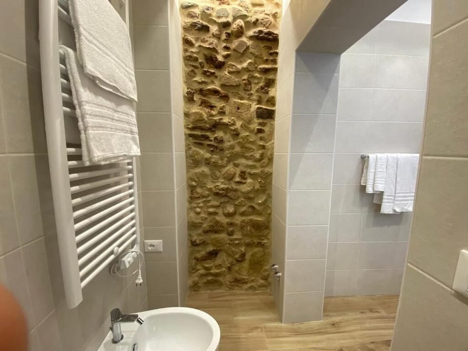 Shower, hair dryer, bathrobes, slippers