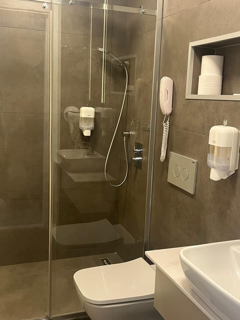 Free toiletries, hair dryer, slippers, towels