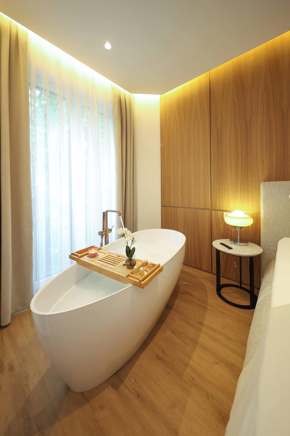Premium bedding, minibar, desk, laptop workspace
