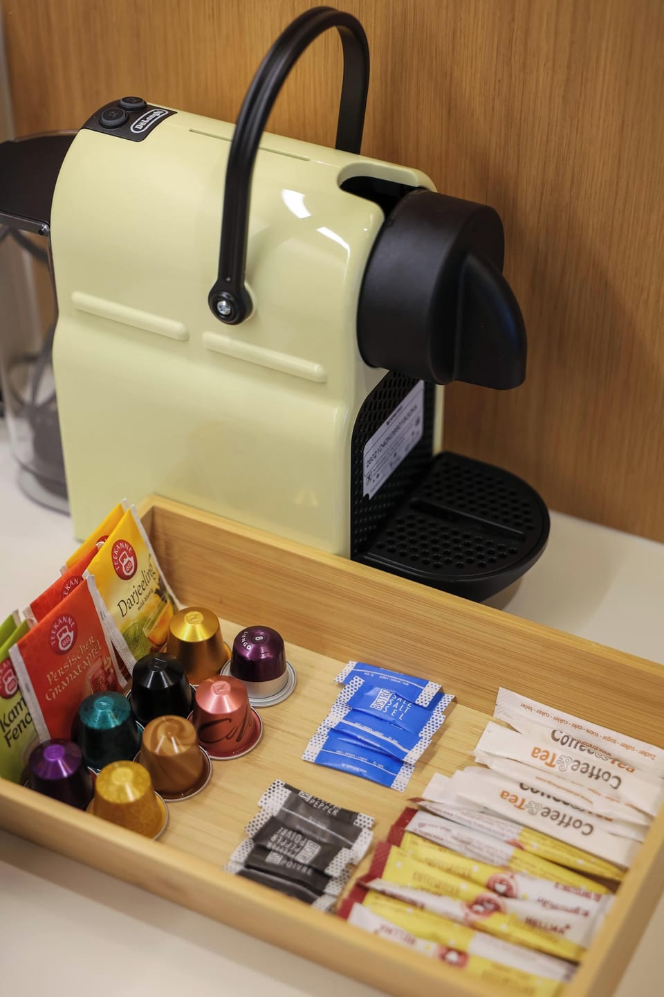 Mini-fridge, microwave, stovetop, espresso maker