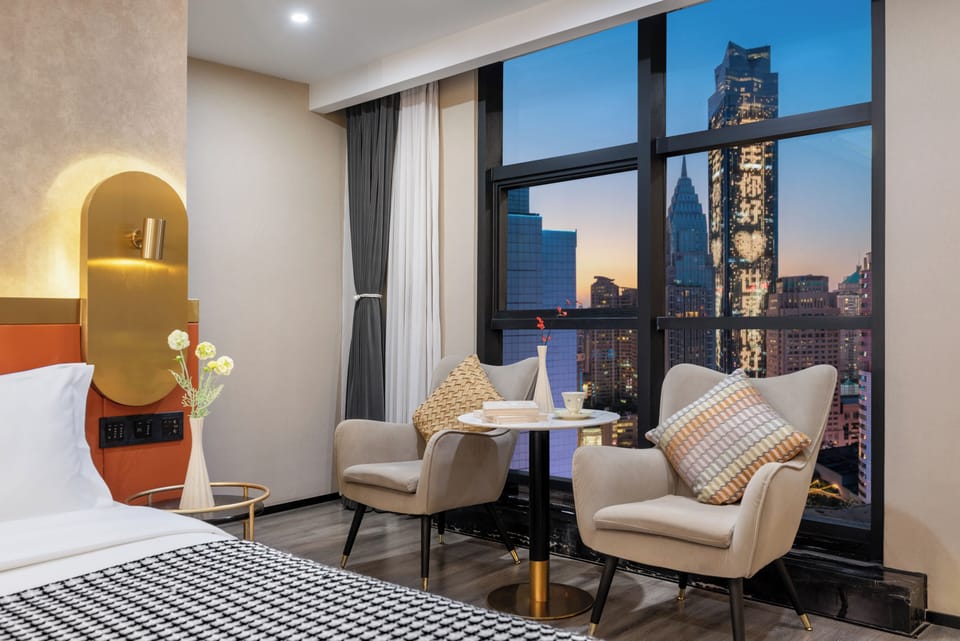 Comfort Double Room, City View | Desk, laptop workspace, blackout drapes, soundproofing