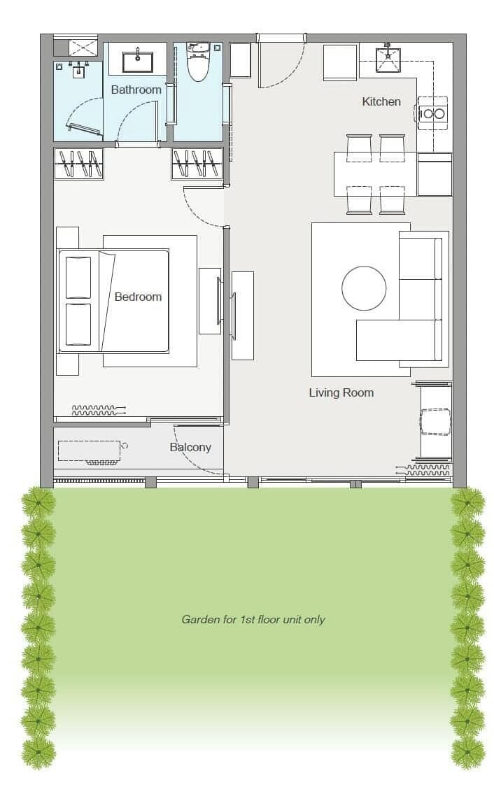 One Bedroom 1A Ground Floor | Floor plan
